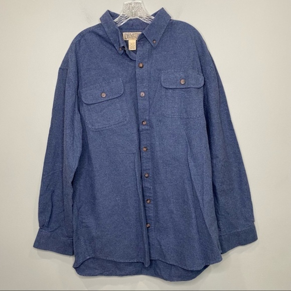 Duluth Trading Co Flannel Button Down Blue XL Tall